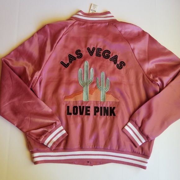 PINK Victoria's Secret Jackets & Blazers - VS PINK Las Vegas Begonia Satin Bomber Jacket M